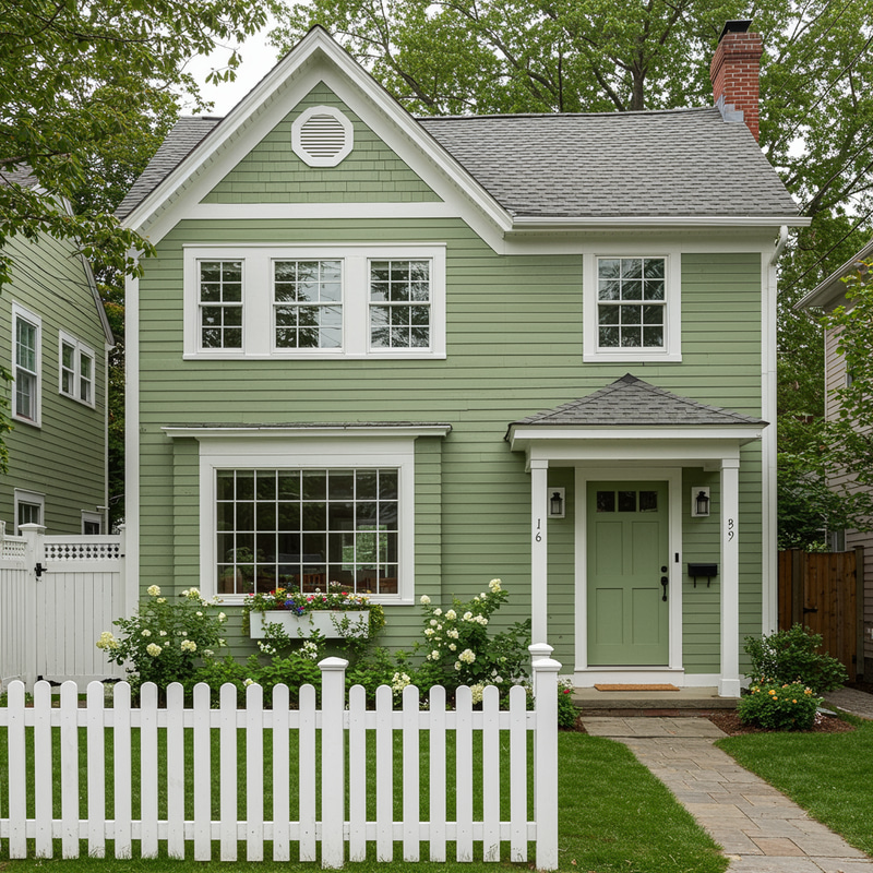 Charming Green and White House Design Charming Green and White House Design