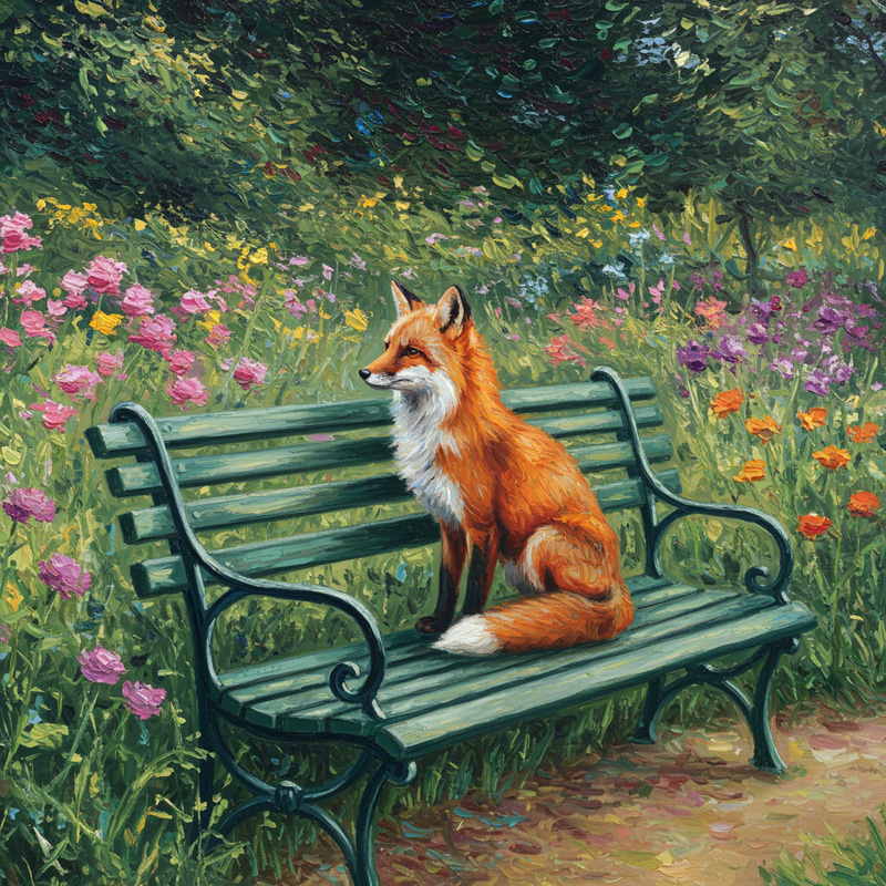 Fox Illustration in Monet Style Fox Illustration in Monet Style