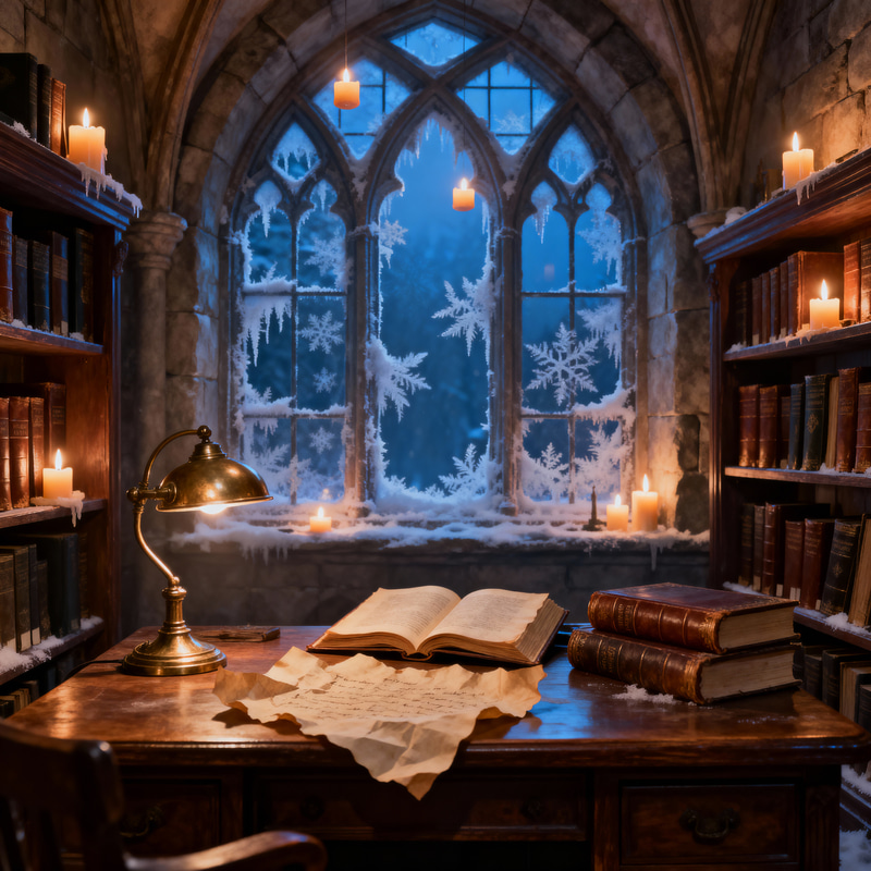 Cozy Hogwarts Style Library - Lofi Background Cozy Hogwarts Style Library - Lofi Background