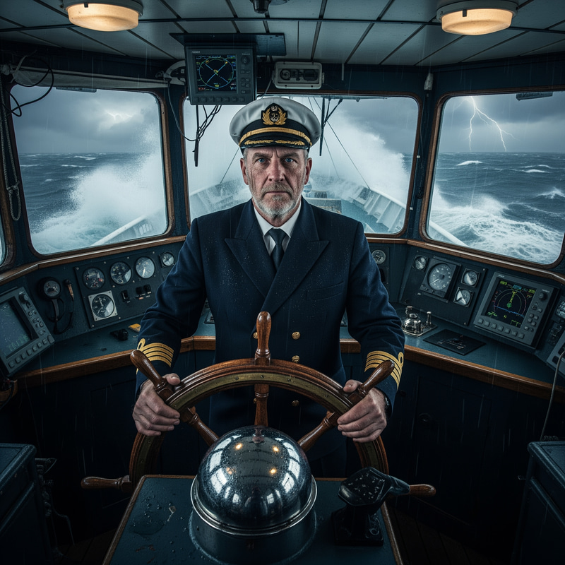 Confident Pilot Navigating Rough Seas Confident Pilot Navigating Rough Seas