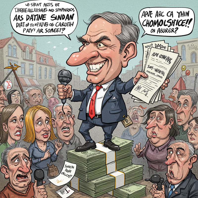 Political Satirical Cartoons with Exaggerated Caricatures