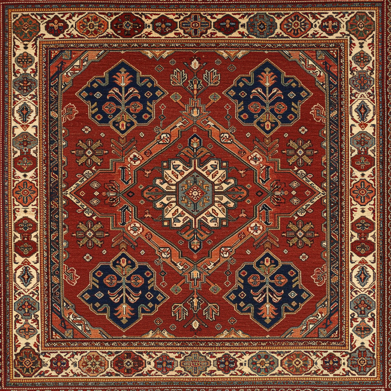 Traditional Soviet Carpet: Rich Motifs & Colors Traditional Soviet Carpet: Rich Motifs & Colors