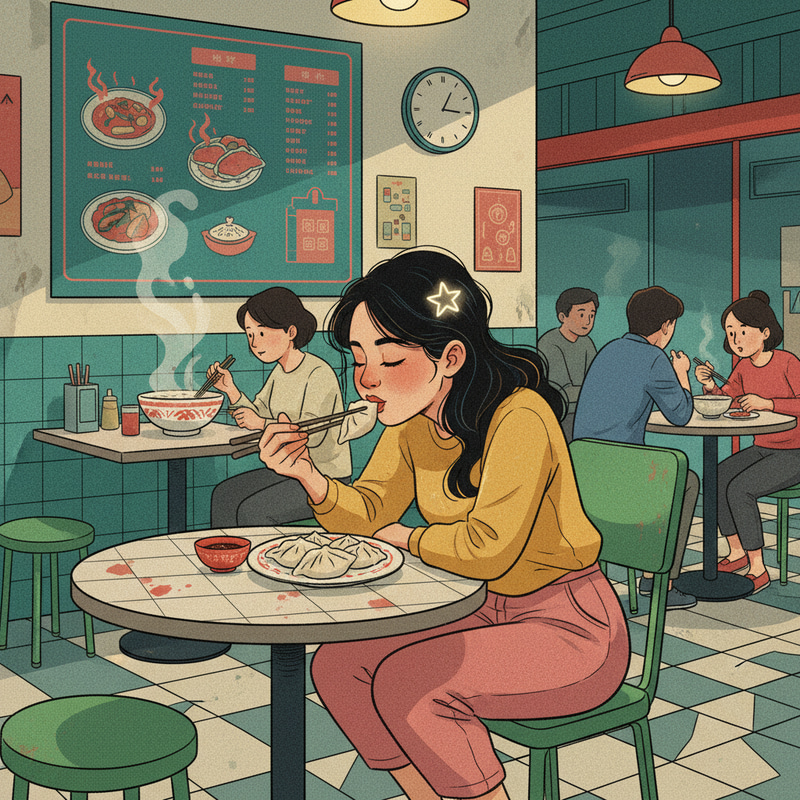 Cozy Late-Night Dumpling Experience in Singapore Diner
