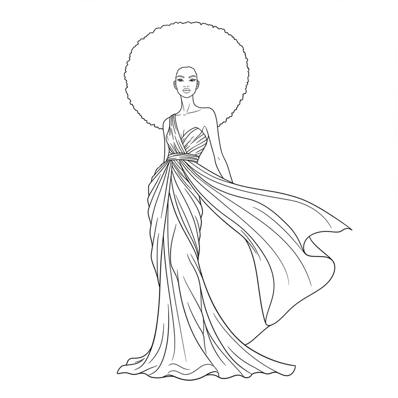 Black & White Fashion Coloring Page for Adults Black & White Fashion Coloring Page for Adults