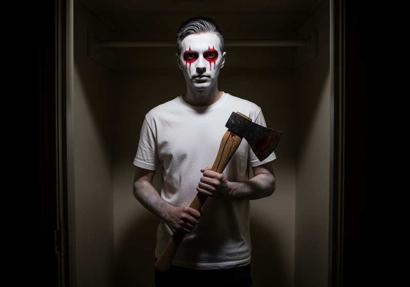 Creepy Closet Scene with Axe - Scary Art Creepy Closet Scene with Axe - Scary Art