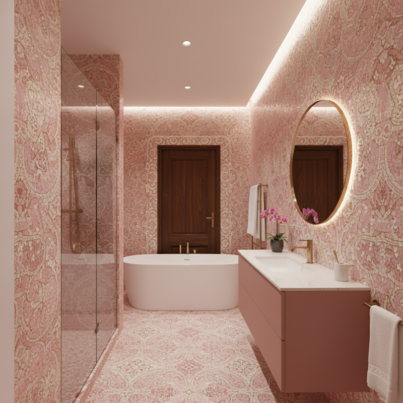 Elegant Pink Mosaic Bathroom Design Ideas Elegant Pink Mosaic Bathroom Design Ideas