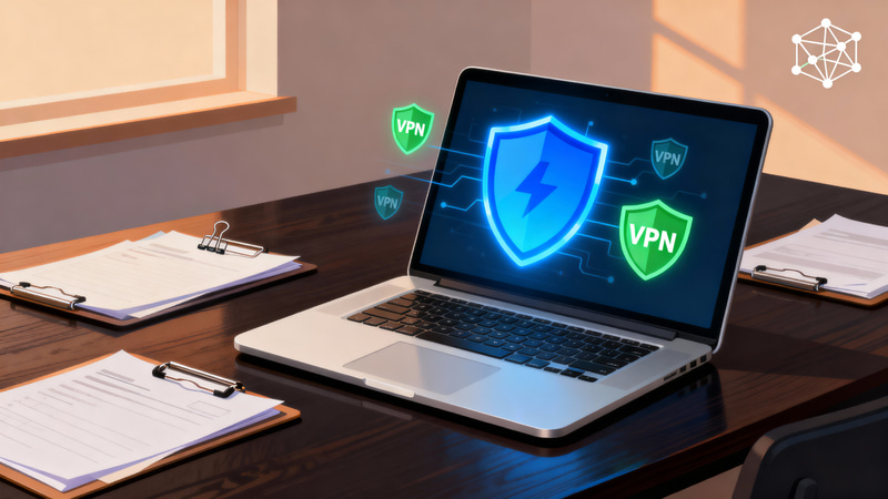 Modern Laptop with Antivirus & VPN Protection Modern Laptop with Antivirus & VPN Protection