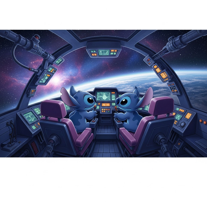Stitch and Spaceship Art Stitch and Spaceship Art