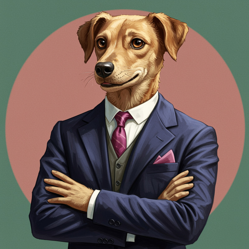 Whimsical Dog in Tailored Suit - Fantasy Art
