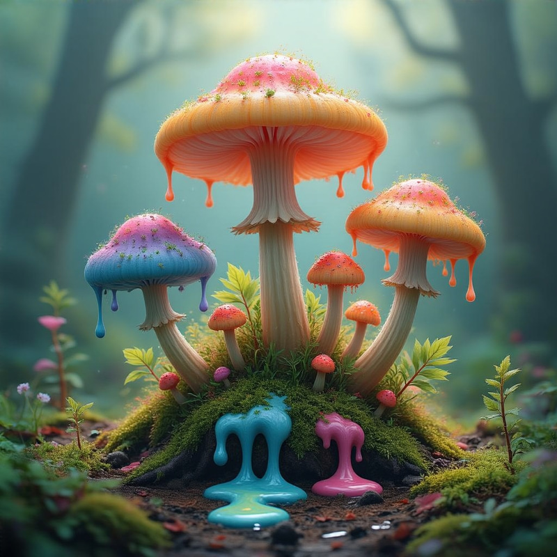 Dreamlike Colorful Plants and Fungi