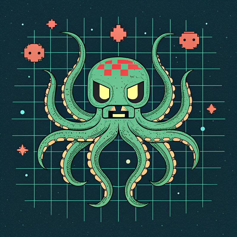 Kraken Space Invaders Art | Unique Gaming Decor Kraken Space Invaders Art | Unique Gaming Decor
