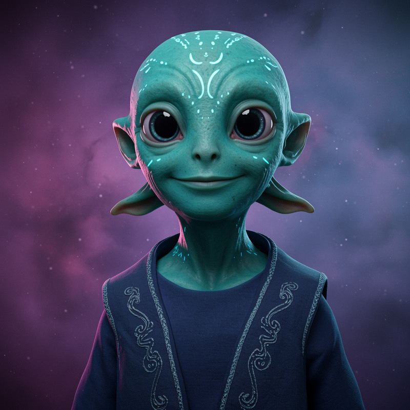 Friendly Realistic Alien Character Image Friendly Realistic Alien Character Image