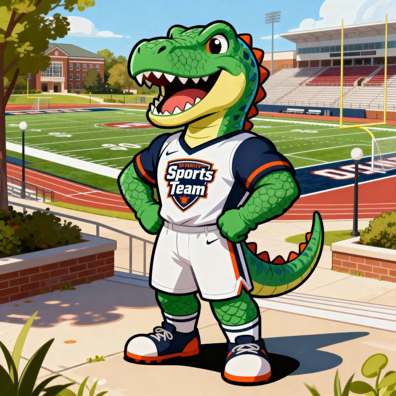 Dinosaur Mascot in Sports Uniform Drawing Dinosaur Mascot in Sports Uniform Drawing