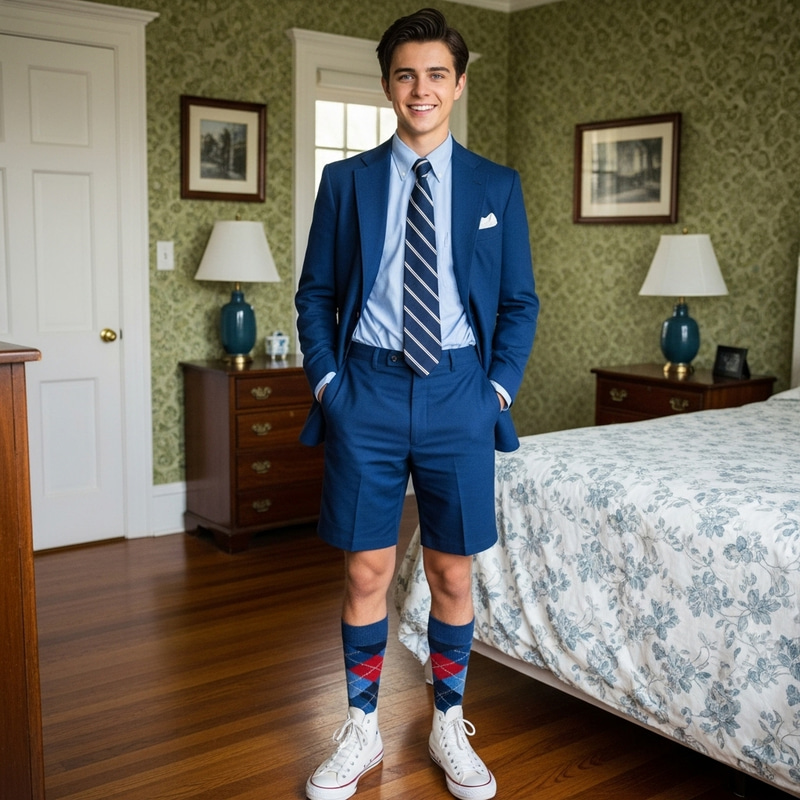 Vintage 1954 Boy's Fashion in Colonial Bedroom
