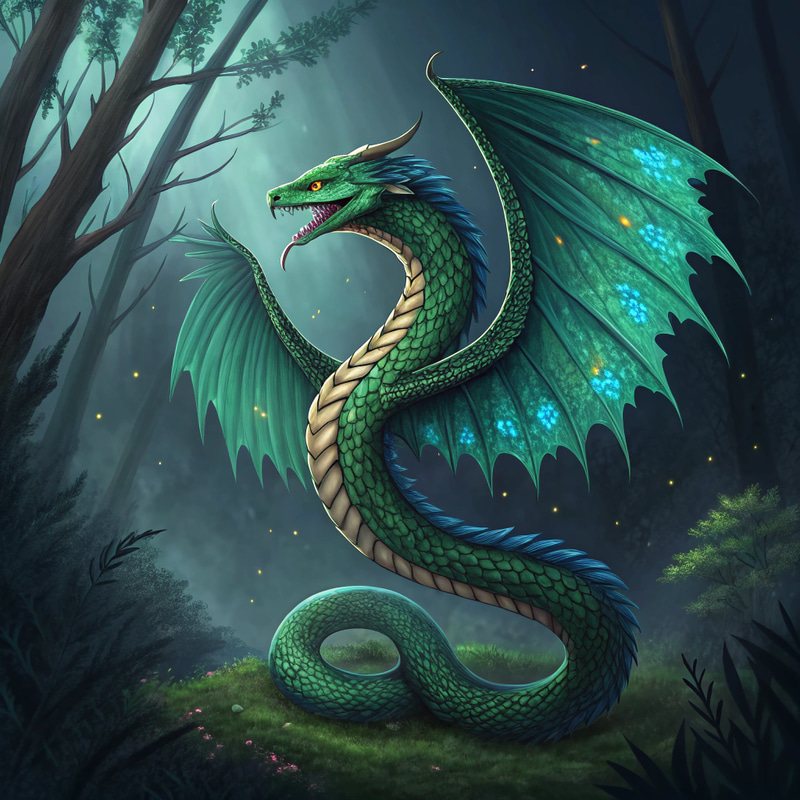 Winged Snake with Tail: A Mythical Creature Winged Snake with Tail: A Mythical Creature