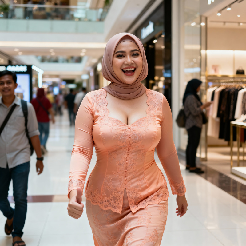 Beautiful Malay Wife in Peach Kebaya Beautiful Malay Wife in Peach Kebaya