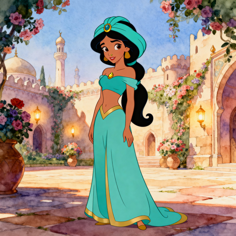 Princess Jasmine in Classic 2D Disney Animation Princess Jasmine in Classic 2D Disney Animation