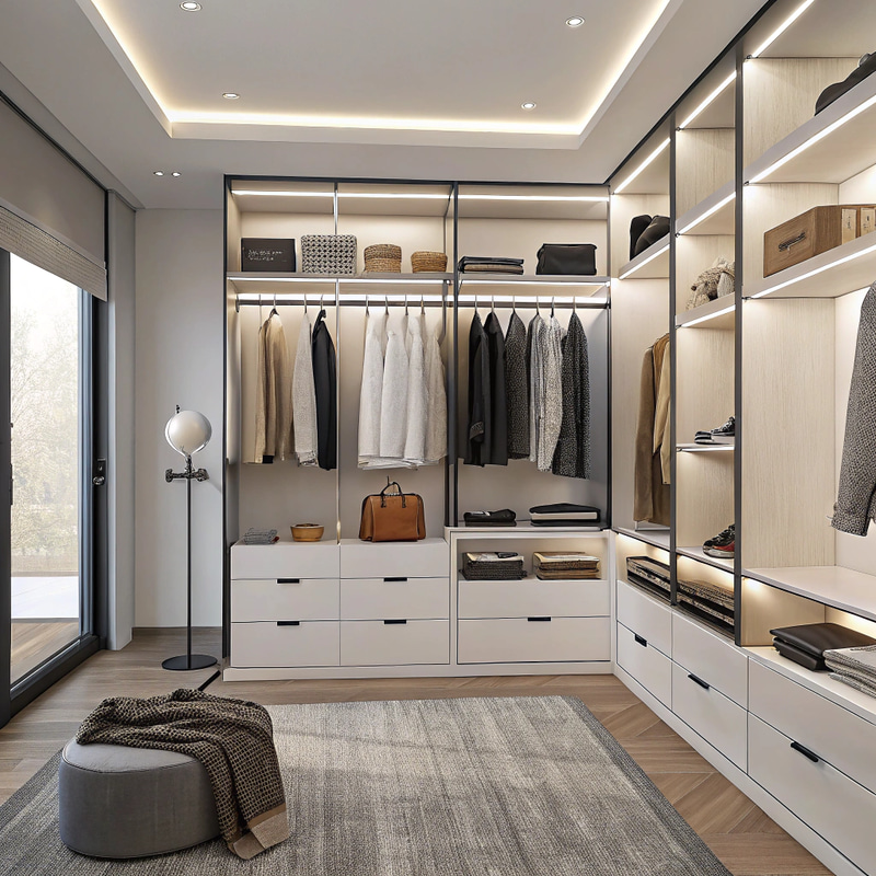 Stylish Walk-In Closet Design with Kupo Display Stylish Walk-In Closet Design with Kupo Display