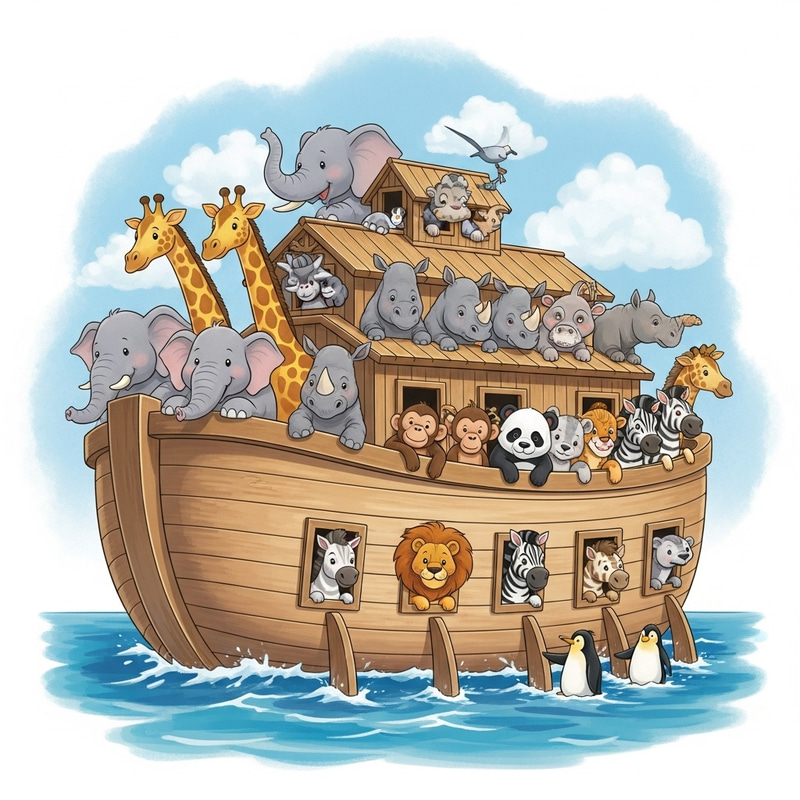Charming Noah's Ark Illustration for Kids Charming Noah's Ark Illustration for Kids