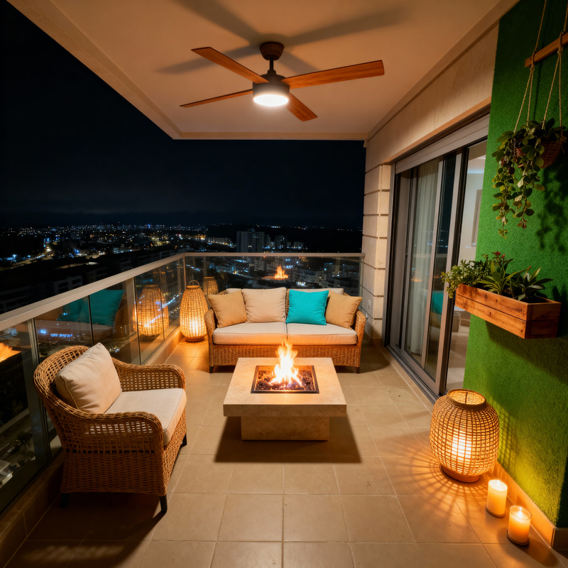 Charming Mediterranean Balcony at Night Charming Mediterranean Balcony at Night