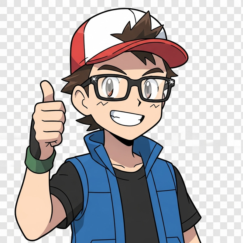 Pokemon Trainer Emote with Cap and Glasses