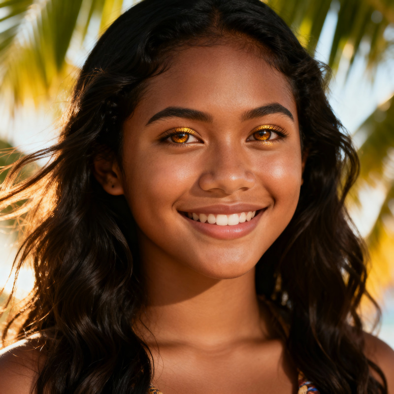 Polynesian Beauty: 21-Year-Old with Dark Wavy Hair Polynesian Beauty: 21-Year-Old with Dark Wavy Hair