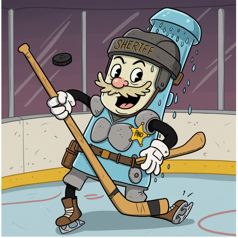 Playful Shower Sheriff: Hockey Fun in a Cartoon Style Playful Shower Sheriff: Hockey Fun in a Cartoon Style