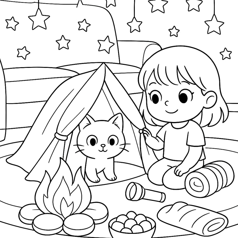 Fun Camping Adventure Coloring Page for Kids Fun Camping Adventure Coloring Page for Kids