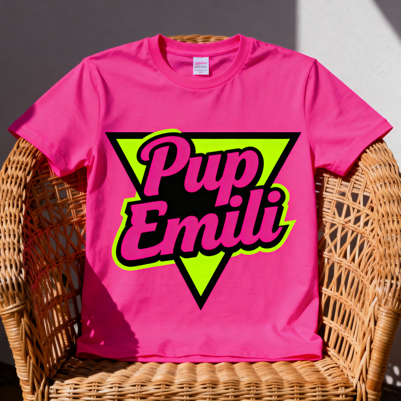 Pup Emili Neon Pink T-Shirt Design Pup Emili Neon Pink T-Shirt Design