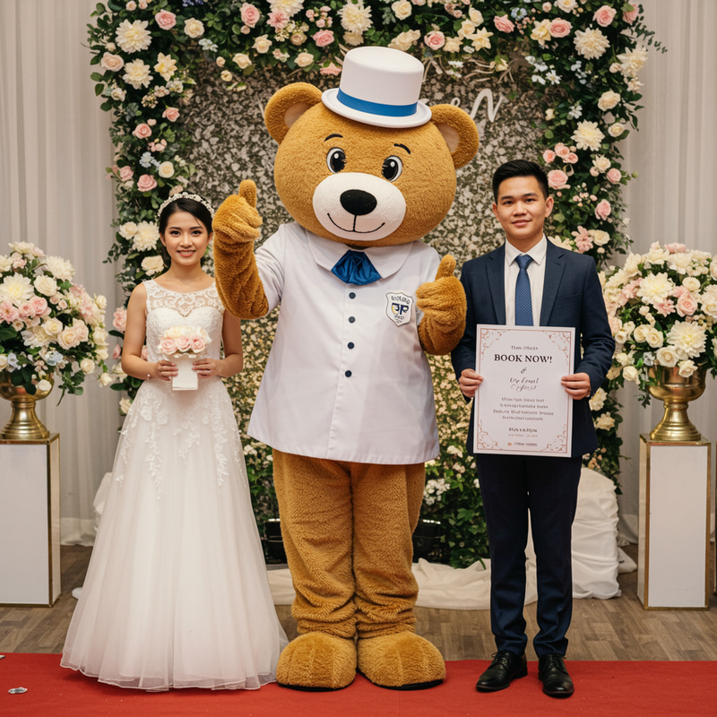 Fun Teddy Bear Mascot for Your Wedding Day Fun Teddy Bear Mascot for Your Wedding Day