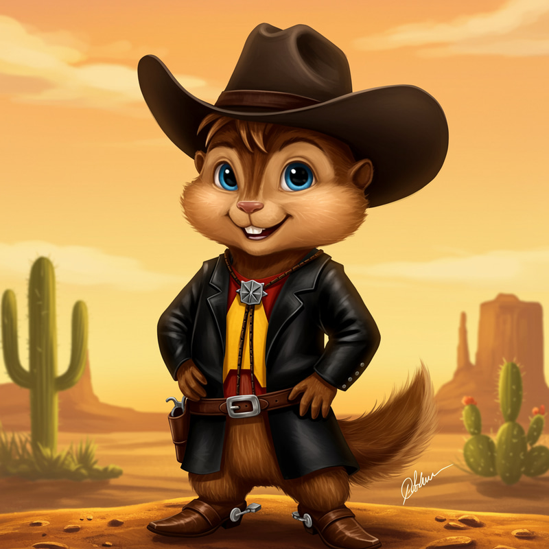 Handsome Anthro Chipmunk Cowboy Art