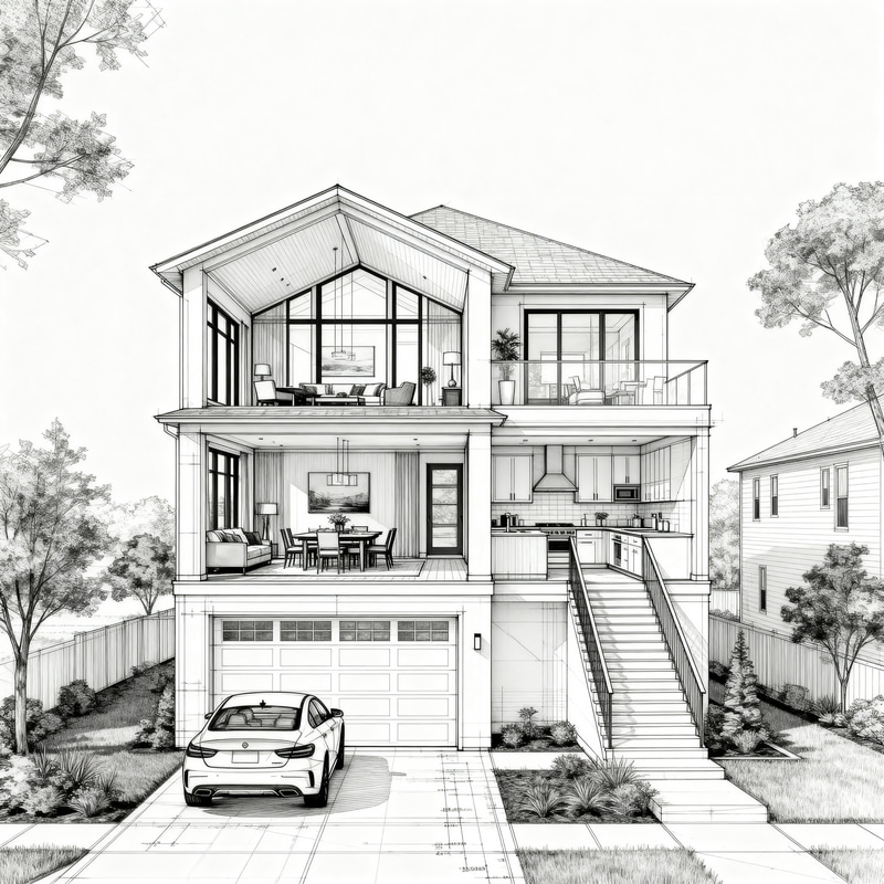 Modern House Blueprint with Sleek Design Features Modern House Blueprint with Sleek Design Features