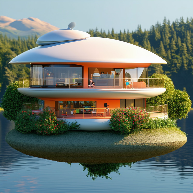 Air House: Jetsons-Inspired Lake Island Retreat