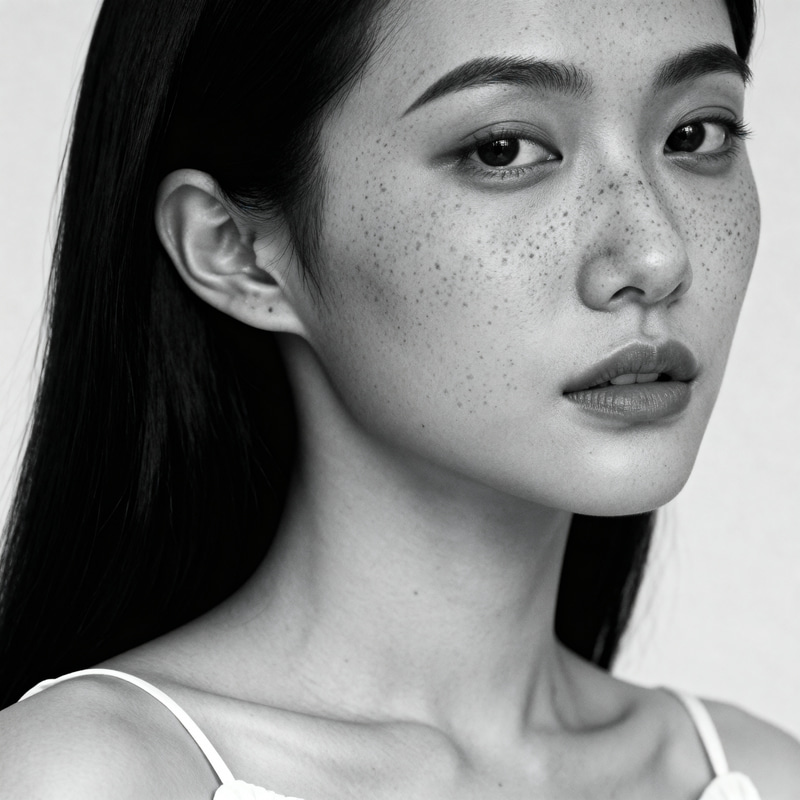 Elegant Asian Woman in White Dress