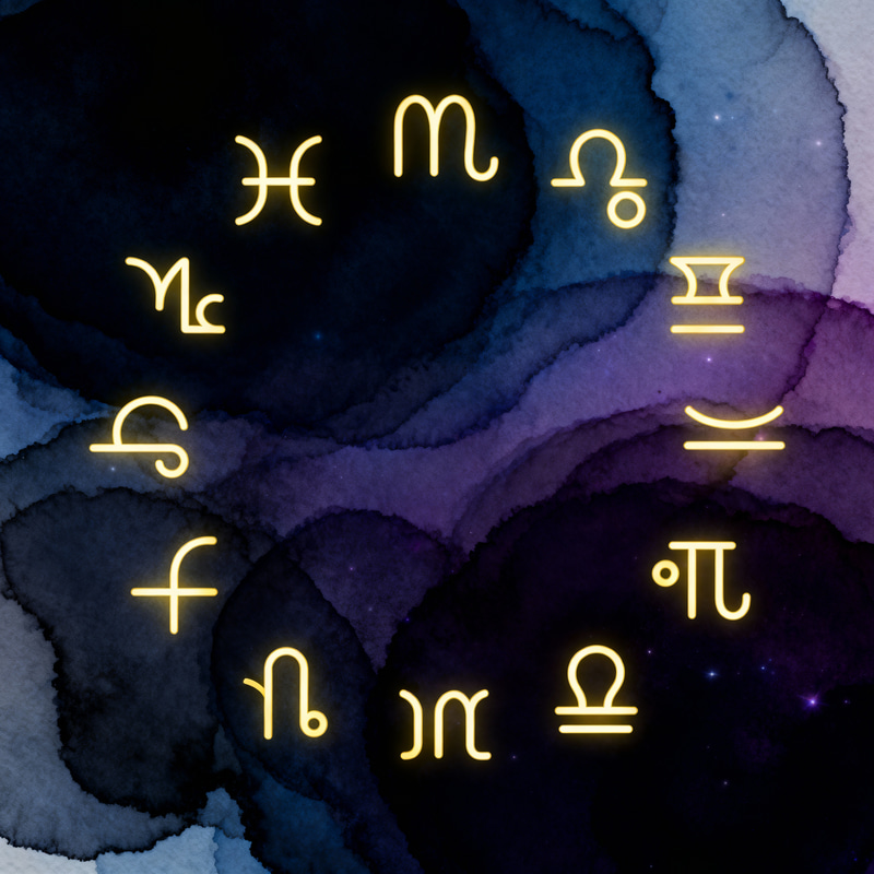 Elegant Minimalist Zodiac Signs on Cosmic Background