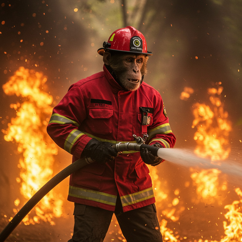 Firefighter Monkey: Brave and Cute Hero
