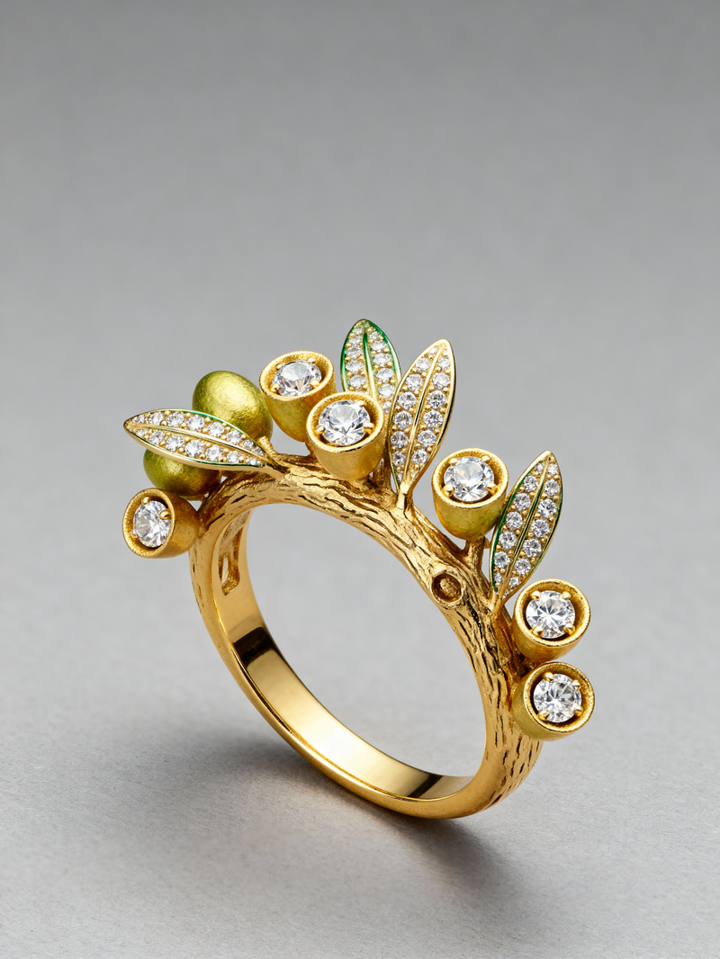 Olive Tree Inspired Gold & Diamond Ring Olive Tree Inspired Gold & Diamond Ring