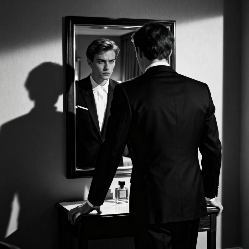 Dramatic Black and White Portrait of a Young Man