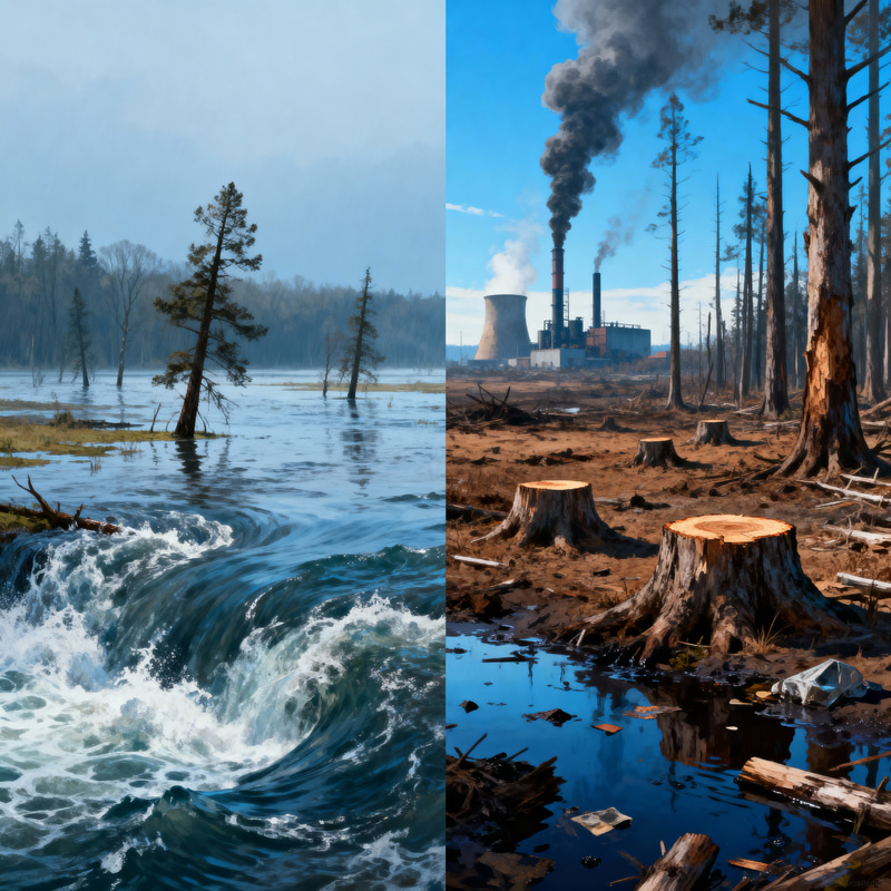 Floods vs Deforestation: Environmental Impact Art Floods vs Deforestation: Environmental Impact Art