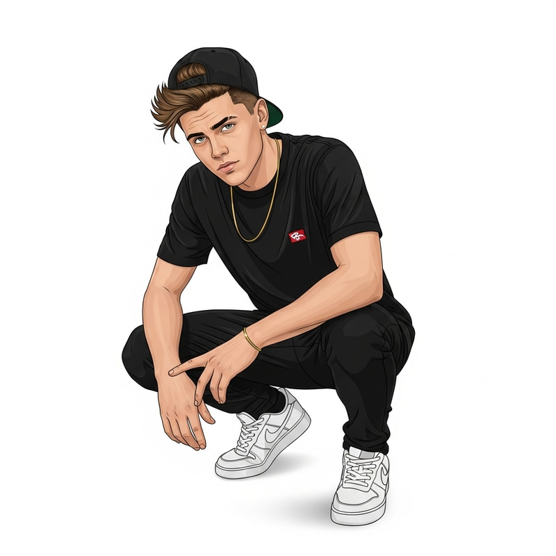 Edgy Young Man in Stylish Streetwear