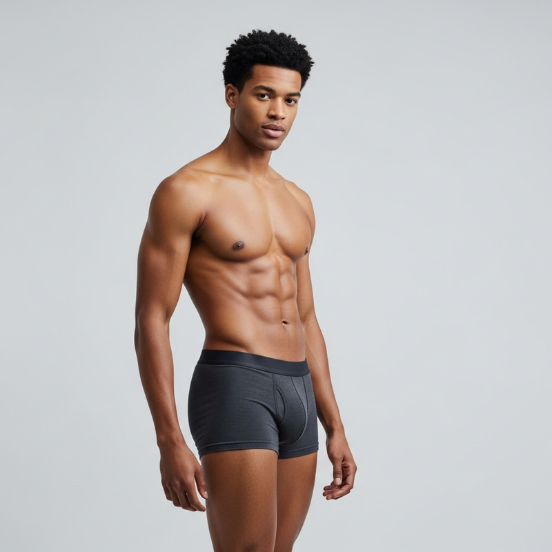 Stylish Athletic Young Black Man in Underwear