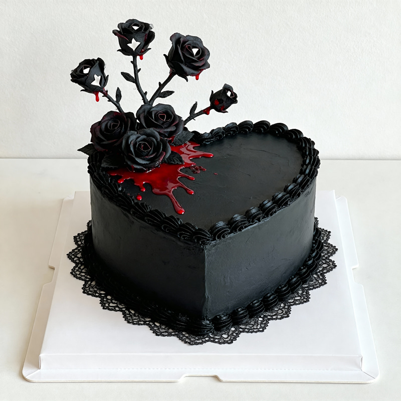 Morticia Addams Inspired Black Heart Cake Morticia Addams Inspired Black Heart Cake
