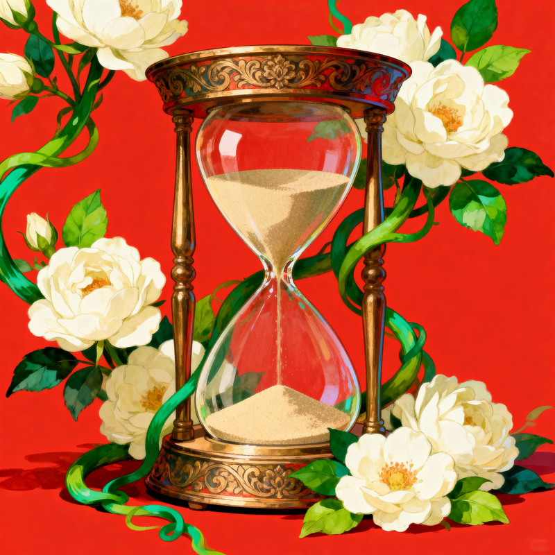 Ornate Hourglass with Colorful Floral Design Ornate Hourglass with Colorful Floral Design
