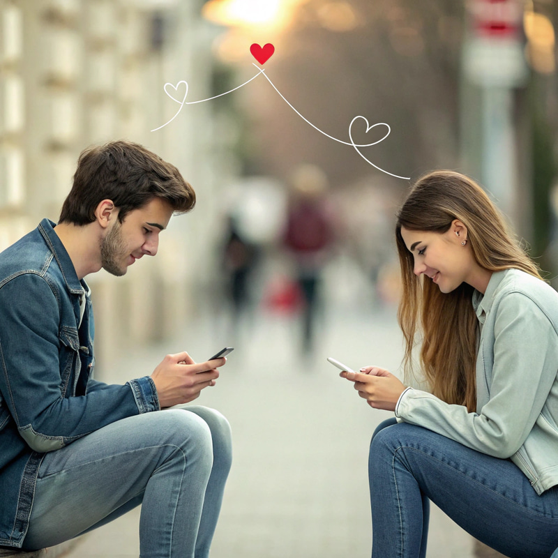Young Couple Connecting Through Social Media Young Couple Connecting Through Social Media