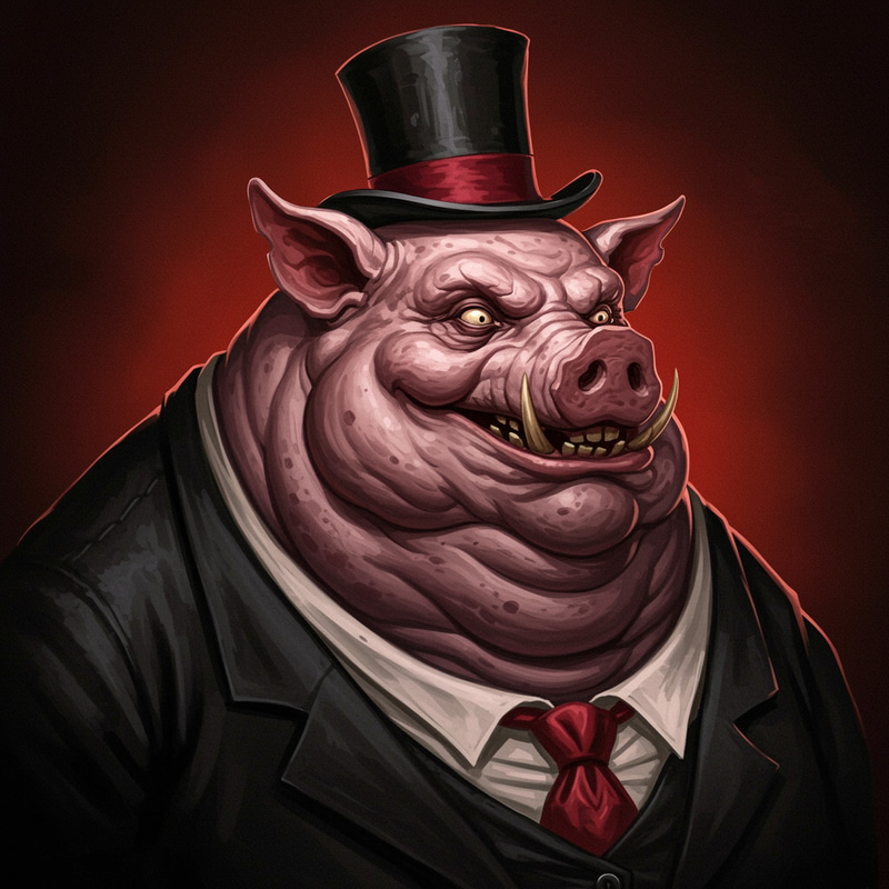 Demonic Fat Pig with Hat and Shirt Demonic Fat Pig with Hat and Shirt