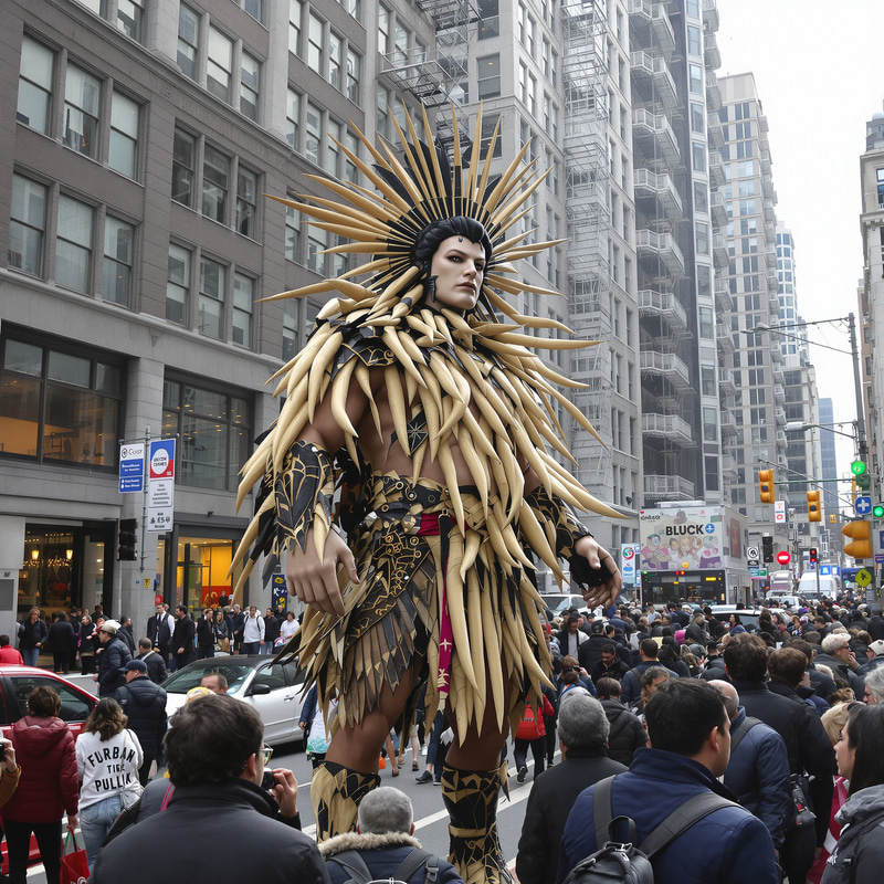 Realistic Giant in Prehistoric Furs in NYC Realistic Giant in Prehistoric Furs in NYC