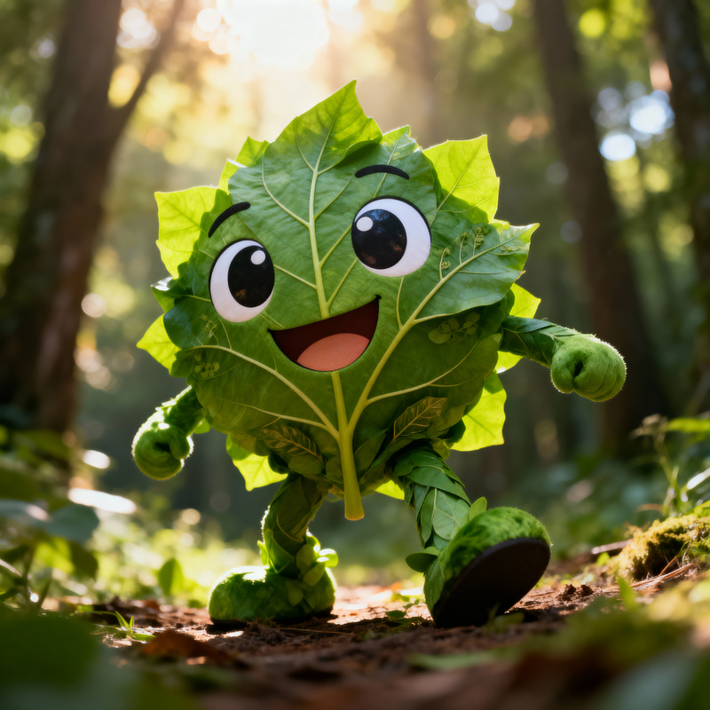 Whimsical Leaf Mascot: Nature's Cheerful Spirit Whimsical Leaf Mascot: Nature's Cheerful Spirit