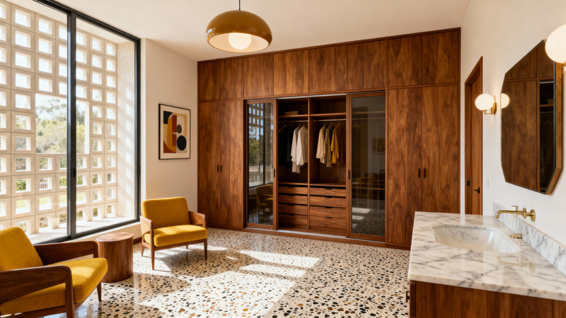 Stunning Mid-Century Modern Walk-In Closet Design Stunning Mid-Century Modern Walk-In Closet Design