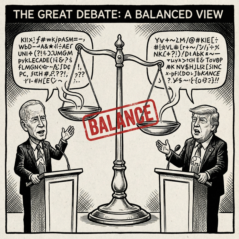 Balanced Debate in Satirical Political Cartoon Balanced Debate in Satirical Political Cartoon