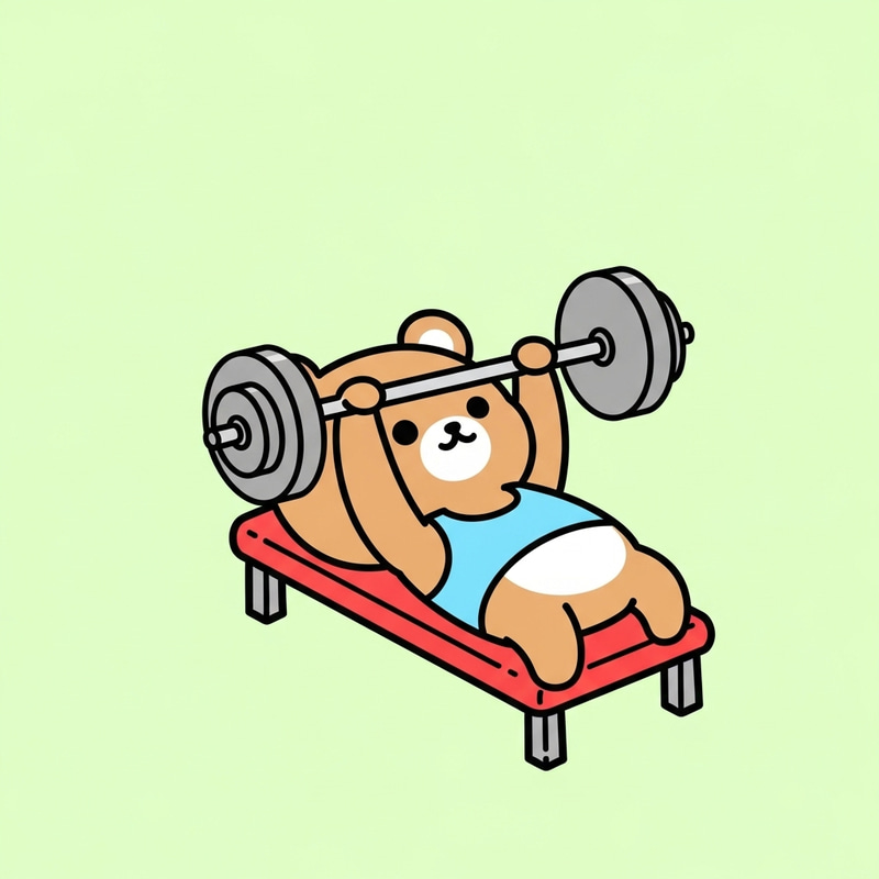 Kawaii Cartoon Bear Bench Pressing Drawing
